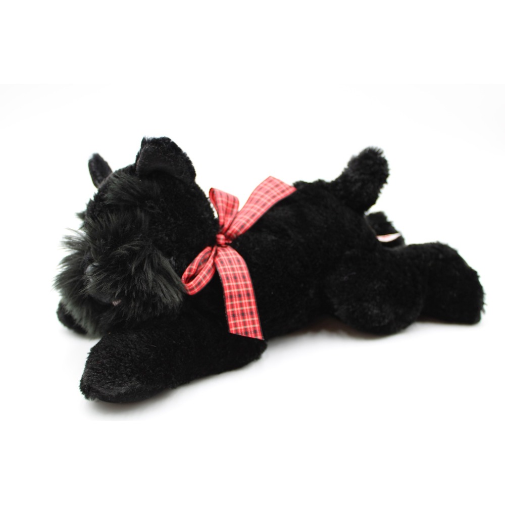 Aurora Scottish Terrier Dog Plush Black Red Plaid Bow Scottie Puppy 12 Inch